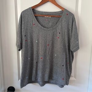 Madewell Gray Tee with Colorful Dots